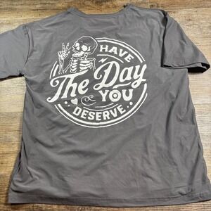 Graphic T Shirt Skeleton Peace Sign Have The Day You Deserve, Funny Shirt‎